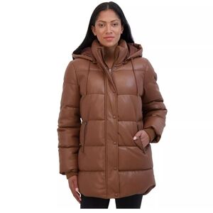 Sebby Collection Faux Leather Puffer Jacket – Size Medium – Like New!